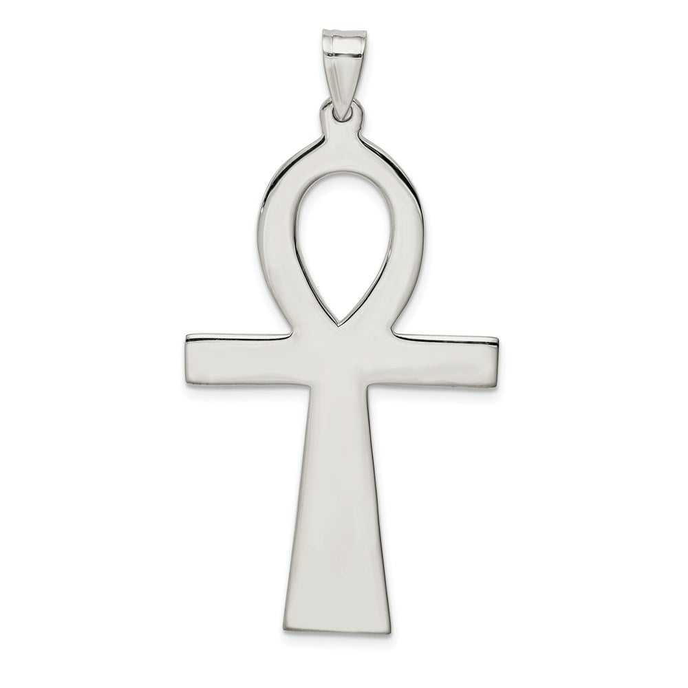 Sterling Silver Rhodium-plated Ankh Cross Pendant QC407