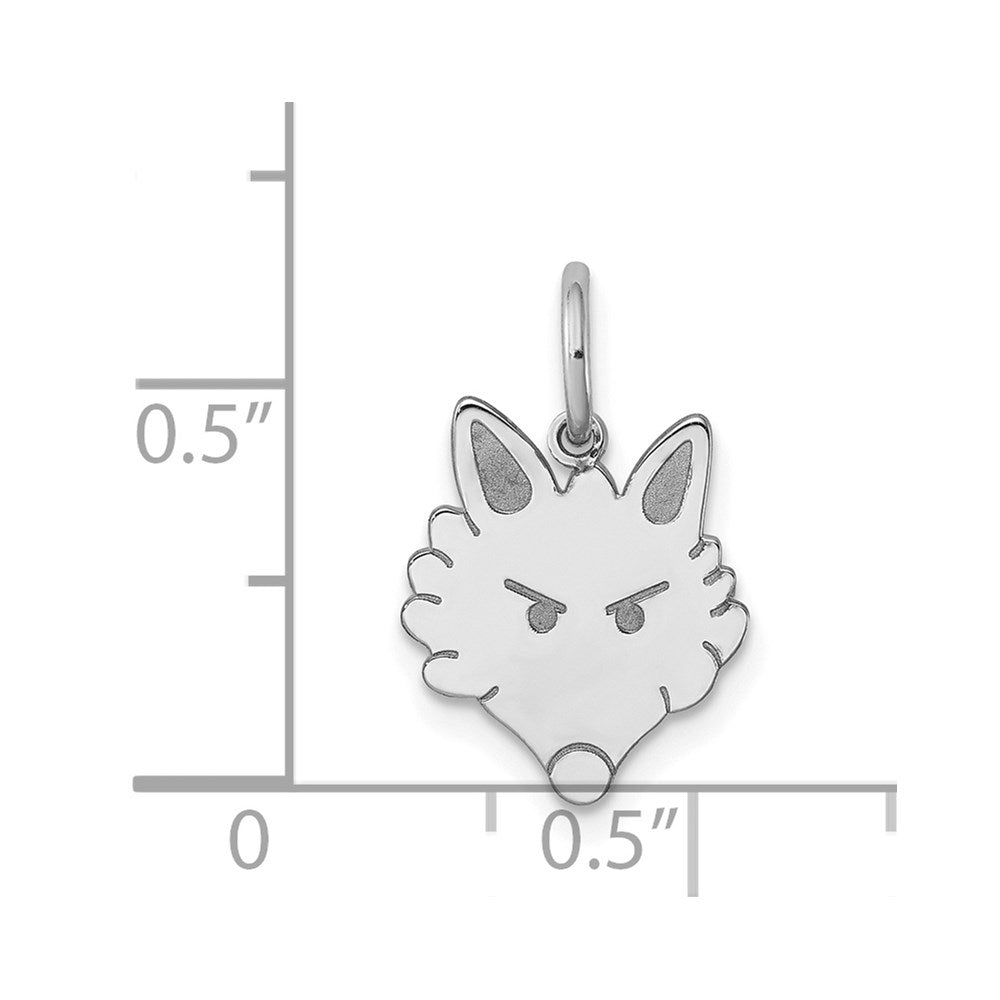 Sterling Silver Rhodium-plated Fox Head Polished Front/Satin Back Charm QC4071