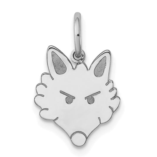 Sterling Silver Rhodium-plated Fox Head Polished Front/Satin Back Charm QC4071