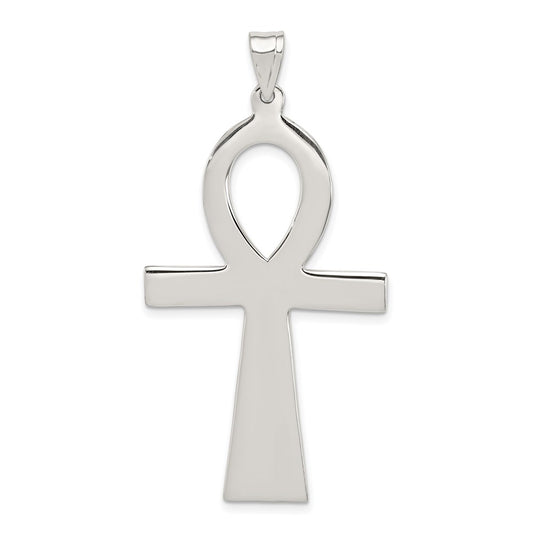Sterling Silver Rhodium-plated Ankh Cross Pendant QC407