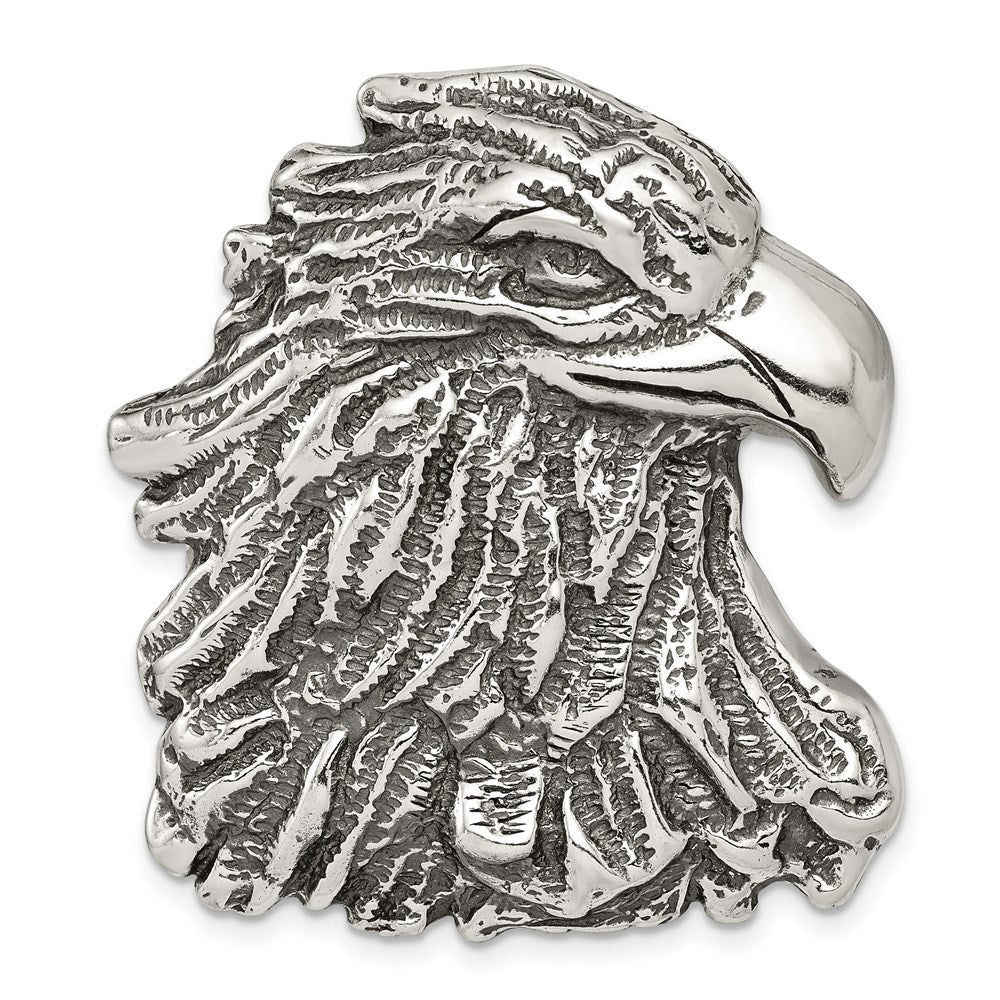 Sterling Silver Antiqued Eagle Head Pendant QC4083