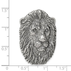 Sterling Silver Antiqued Lion Head Pendant QC4087