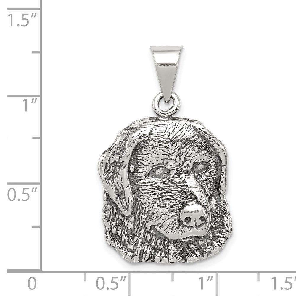Sterling Silver Antiqued Dog Charm QC4089