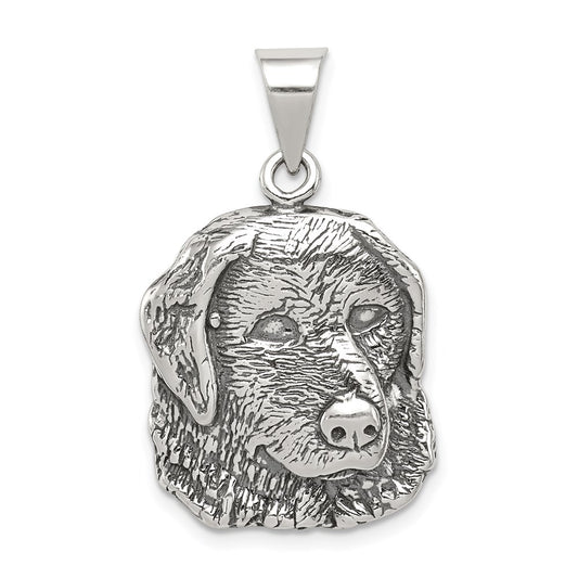 Sterling Silver Antiqued Dog Charm QC4089