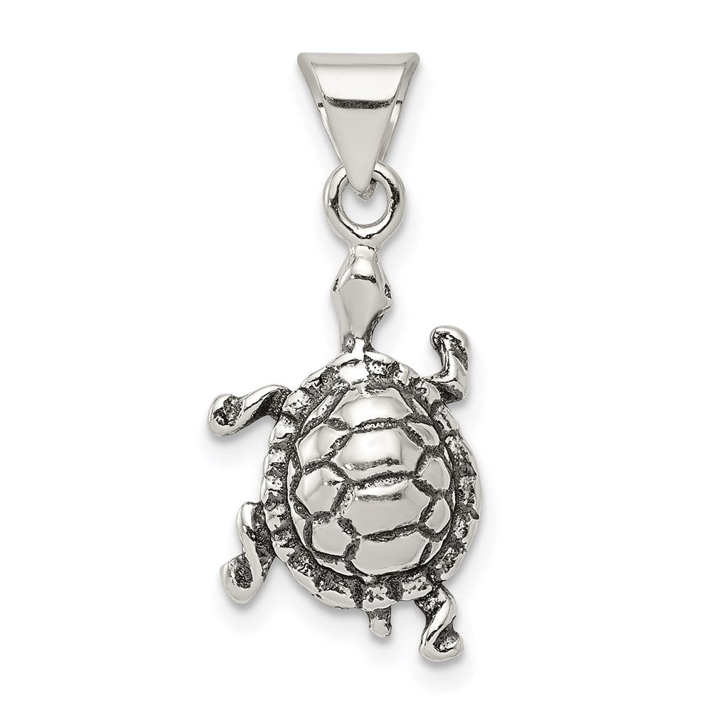 Sterling Silver Antiqued Turtle Charm QC4097