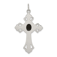 Sterling Silver Onyx Antiqued Cross Pendant QC410