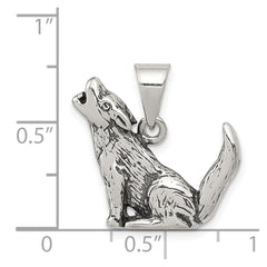 Sterling Silver Antiqued Wolf Charm QC4101