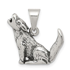 Sterling Silver Antiqued Wolf Charm QC4101