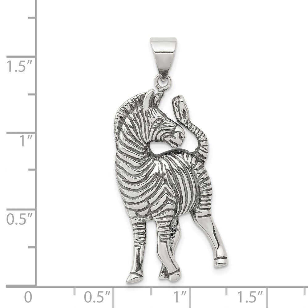 Sterling Silver Antiqued Zebra Pendant QC4102