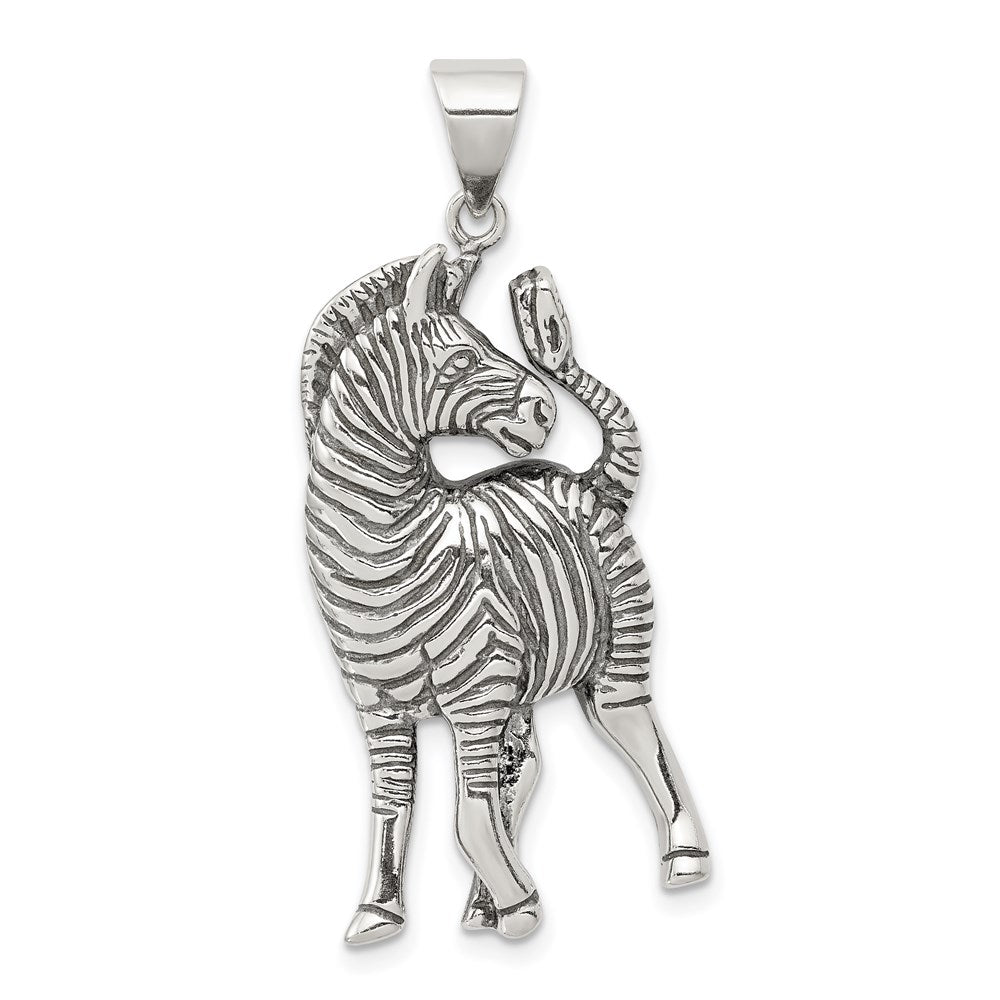 Sterling Silver Antiqued Zebra Pendant QC4102