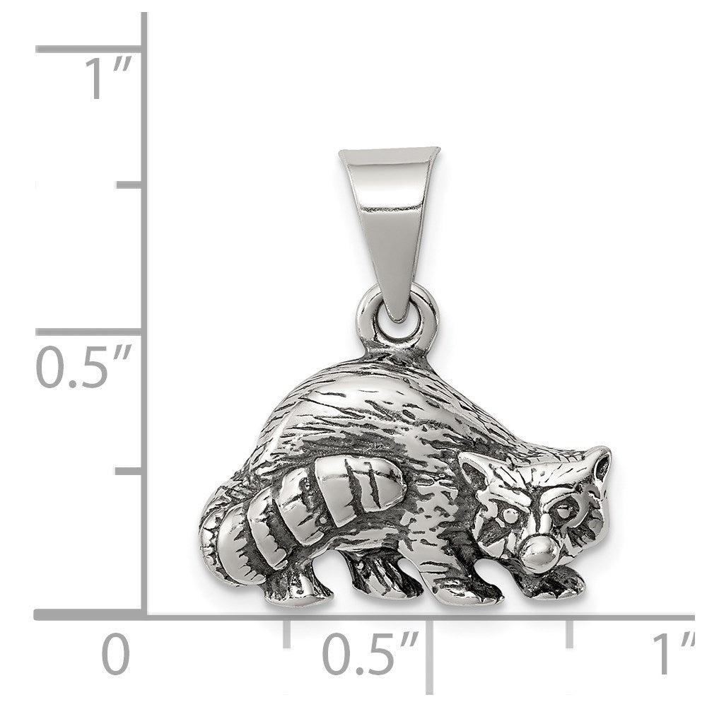 Sterling Silver Antiqued Raccoon Charm QC4106