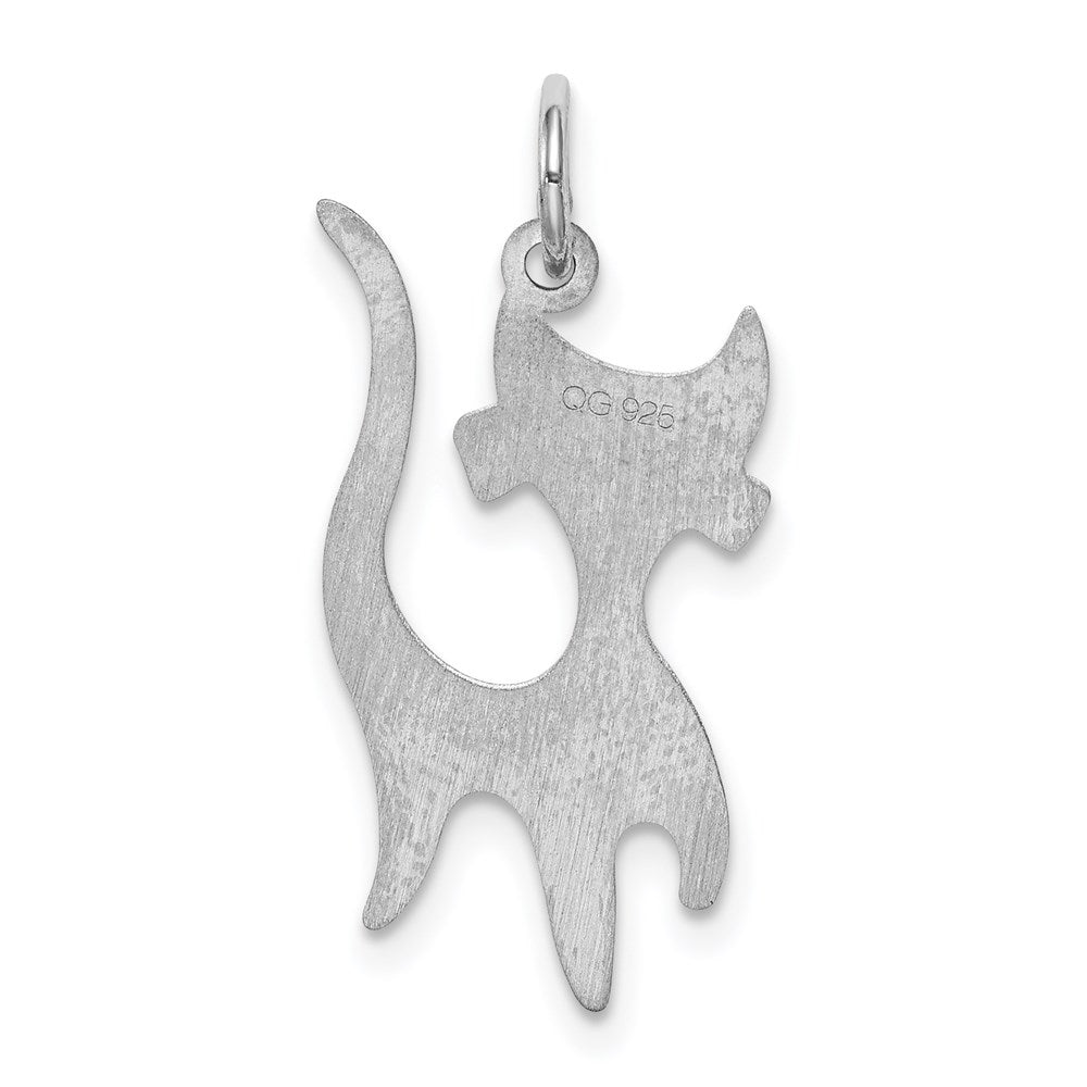 Sterling Silver Rhodium-plated Cat Charm QC4113