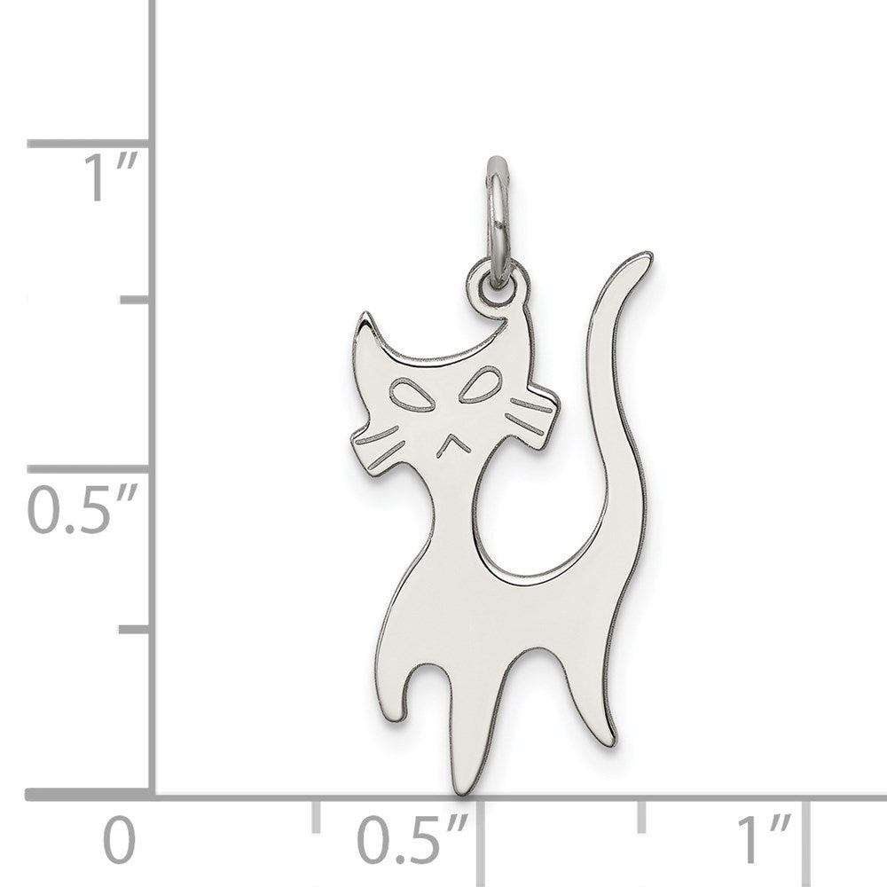 Sterling Silver Rhodium-plated Cat Charm QC4113