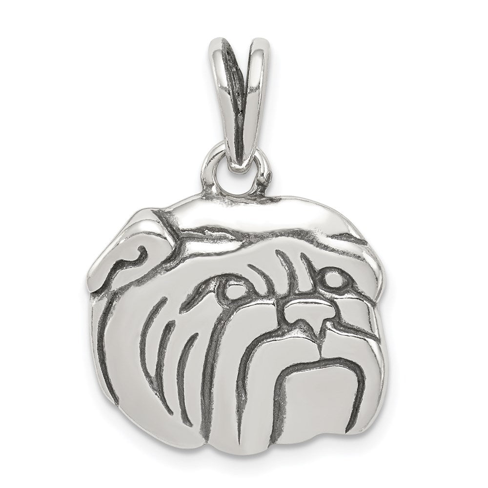 Sterling Silver Antiqued Bulldog Charm QC4124