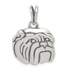Sterling Silver Antiqued Bulldog Charm QC4124