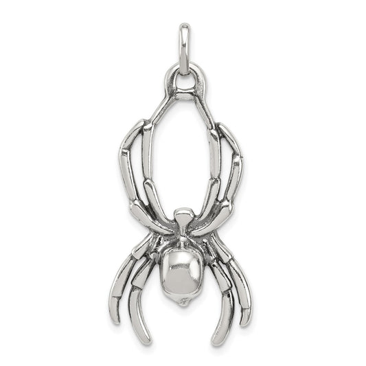 Sterling Silver Antiqued Spider Pendant QC4134