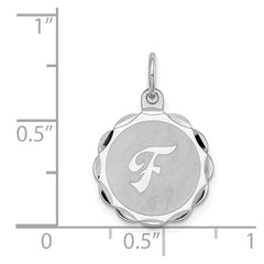 Sterling Silver/Rhodium-plated Brocaded Letter F Initial Pendant QC4161F