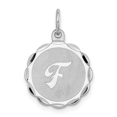 Sterling Silver/Rhodium-plated Brocaded Letter F Initial Pendant QC4161F