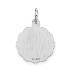 Sterling Silver/Rhodium-plated Brocaded Letter G Initial Pendant QC4161G