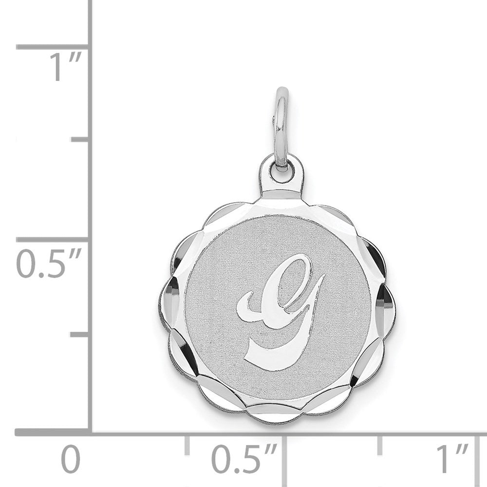 Sterling Silver/Rhodium-plated Brocaded Letter G Initial Pendant QC4161G