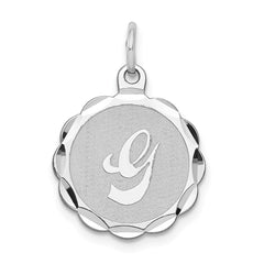 Sterling Silver/Rhodium-plated Brocaded Letter G Initial Pendant QC4161G