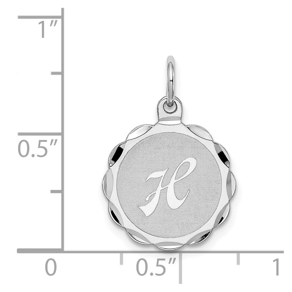 Sterling Silver/Rhodium-plated Brocaded Letter H Initial Pendant QC4161H