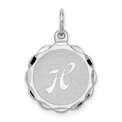 Sterling Silver/Rhodium-plated Brocaded Letter H Initial Pendant QC4161H