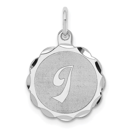 Sterling Silver/Rhodium-plated Brocaded Letter I Initial Pendant QC4161I