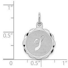 Sterling Silver/Rhodium-plated Brocaded Letter J Initial Pendant QC4161J