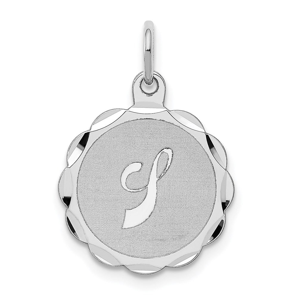 Sterling Silver/Rhodium-plated Brocaded Letter J Initial Pendant QC4161J