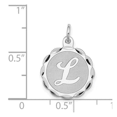 Sterling Silver/Rhodium-plated Brocaded Letter L Initial Pendant QC4161L
