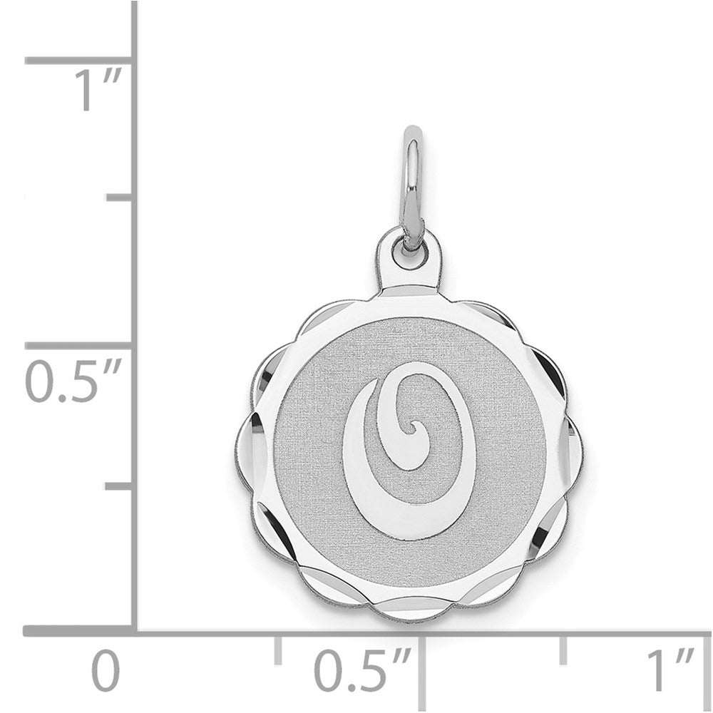 Sterling Silver/Rhodium-plated Brocaded Letter O Initial Pendant QC4161O