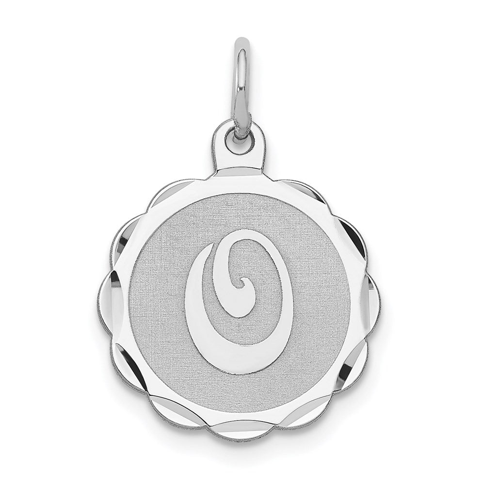 Sterling Silver/Rhodium-plated Brocaded Letter O Initial Pendant QC4161O