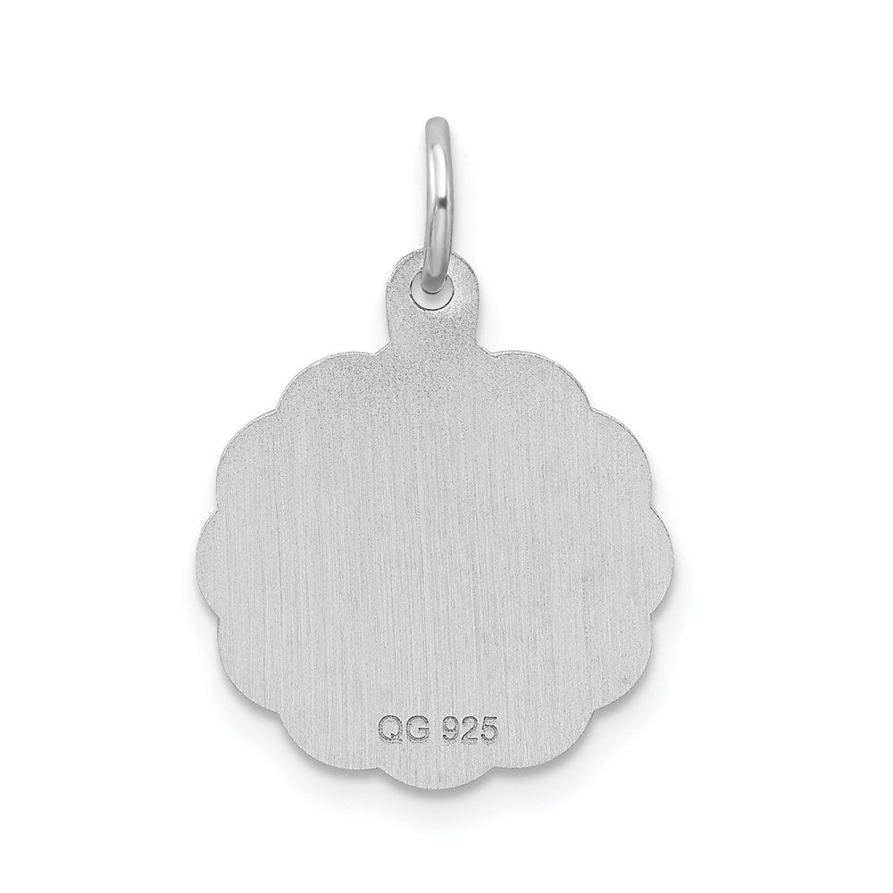 Sterling Silver/Rhodium-plated Brocaded Letter P Initial Pendant QC4161P