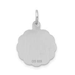 Sterling Silver/Rhodium-plated Brocaded Letter P Initial Pendant QC4161P