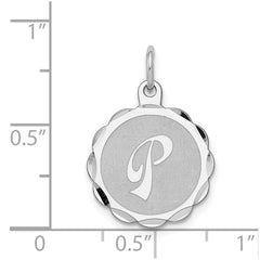 Sterling Silver/Rhodium-plated Brocaded Letter P Initial Pendant QC4161P