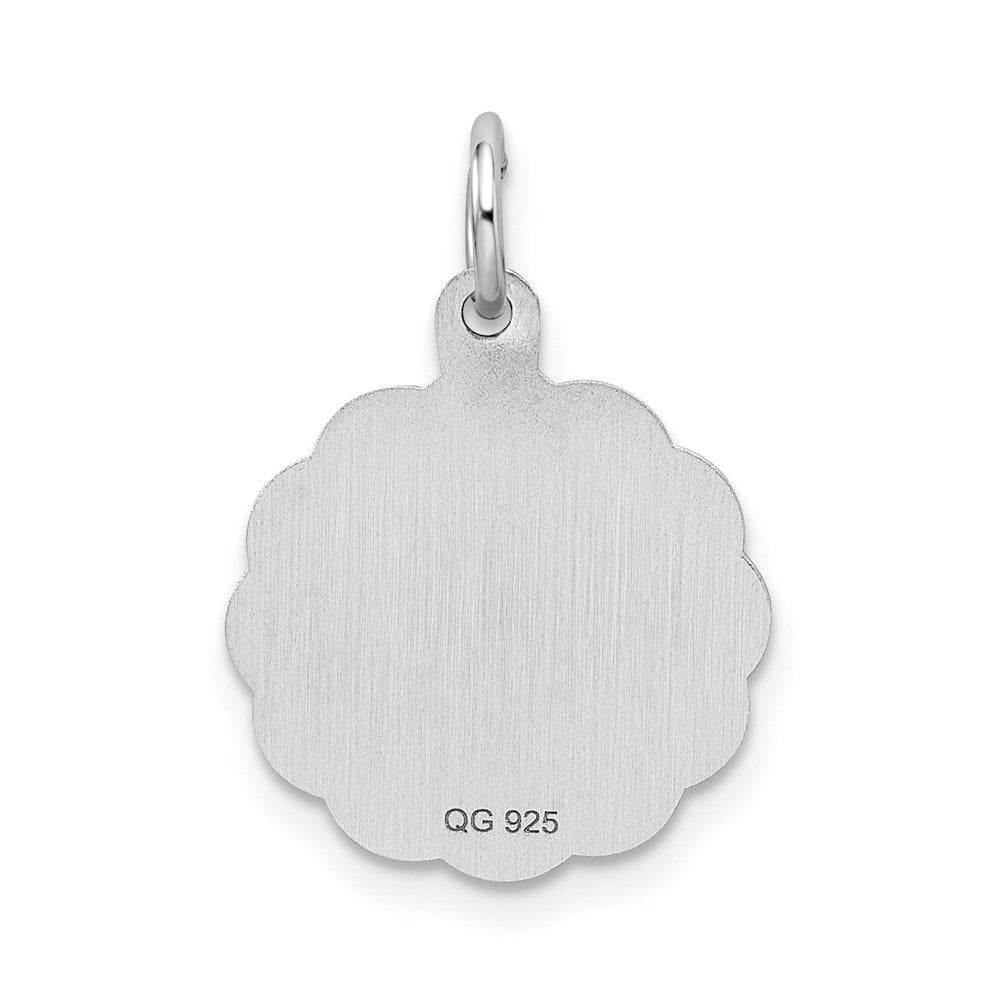 Sterling Silver/Rhodium-plated Brocaded Letter R Initial Pendant QC4161R