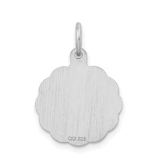 Sterling Silver/Rhodium-plated Brocaded Letter S Initial Pendant QC4161S