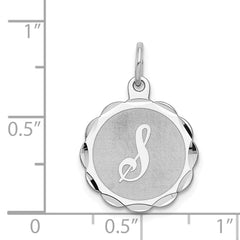 Sterling Silver/Rhodium-plated Brocaded Letter S Initial Pendant QC4161S