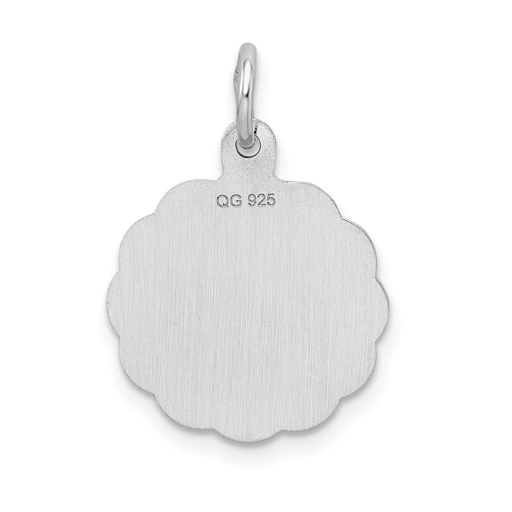 Sterling Silver/Rhodium-plated Brocaded Letter T Initial Pendant QC4161T