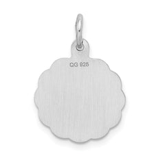 Sterling Silver/Rhodium-plated Brocaded Letter T Initial Pendant QC4161T