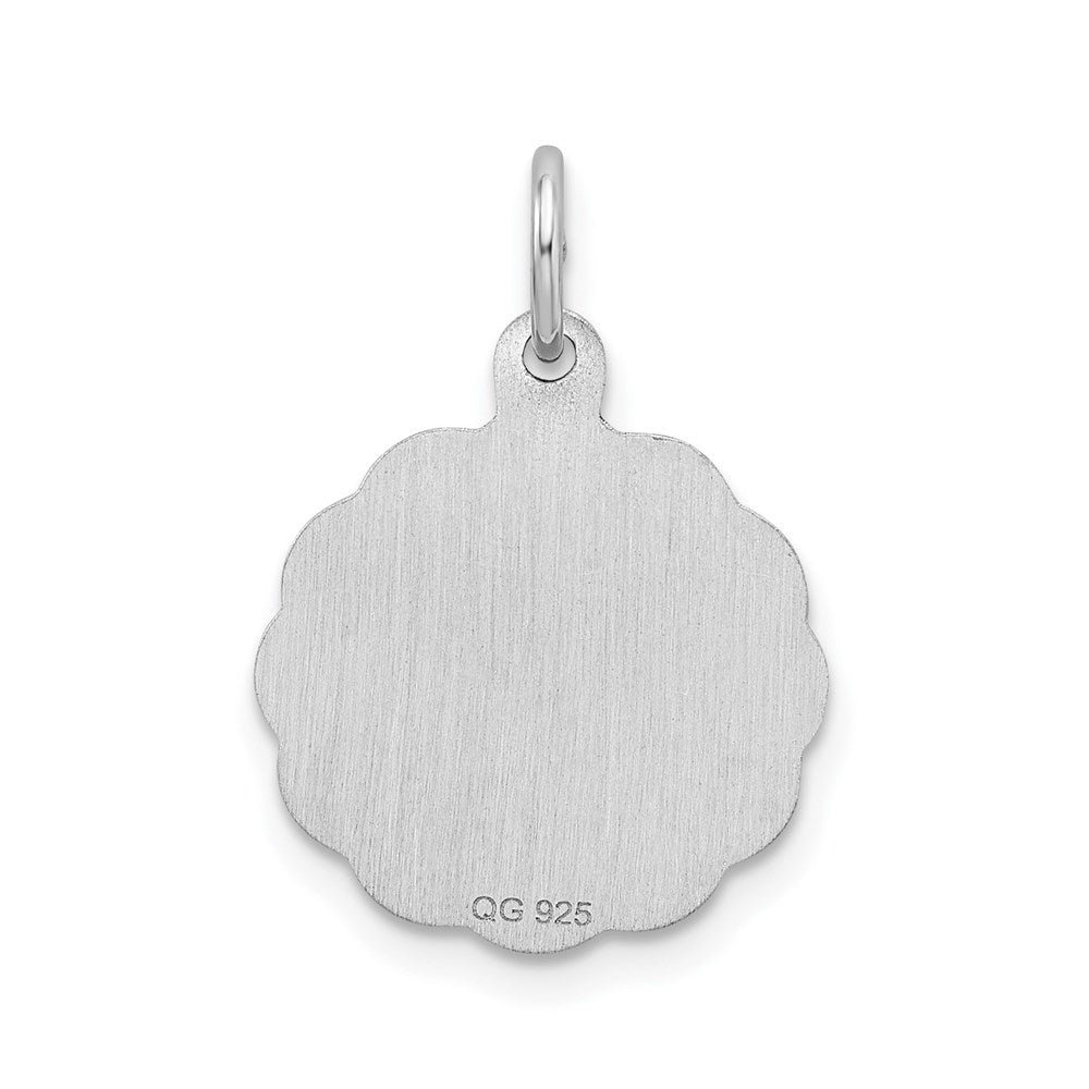 Sterling Silver/Rhodium-plated Brocaded Letter V Initial Pendant QC4161V