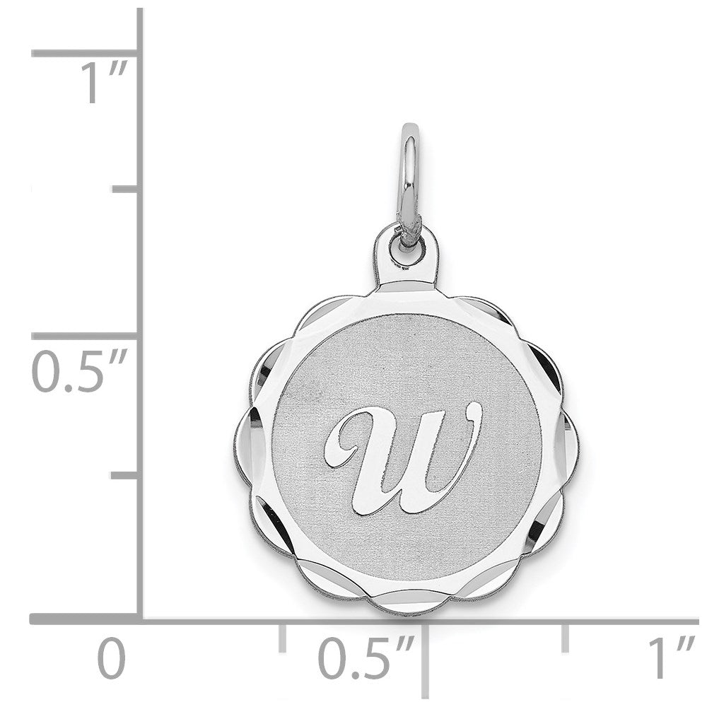Sterling Silver/Rhodium-plated Brocaded Letter W Initial Pendant QC4161W