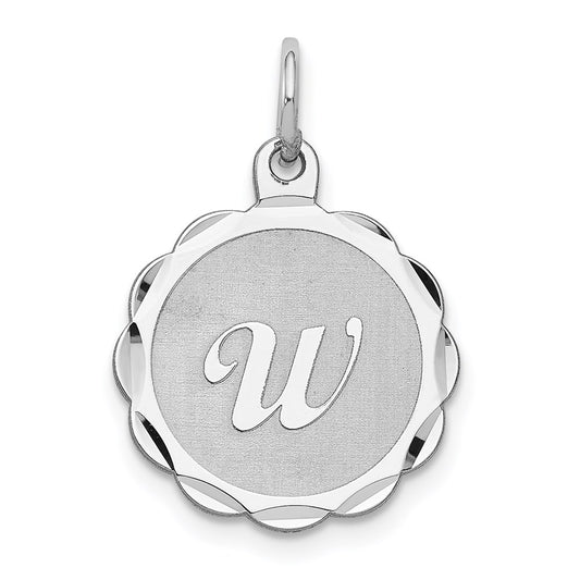 Sterling Silver/Rhodium-plated Brocaded Letter W Initial Pendant QC4161W
