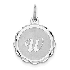 Sterling Silver/Rhodium-plated Brocaded Letter W Initial Pendant QC4161W