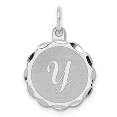 Sterling Silver Rhodium-plated Brocaded Letter Y Initial Charm QC4161v