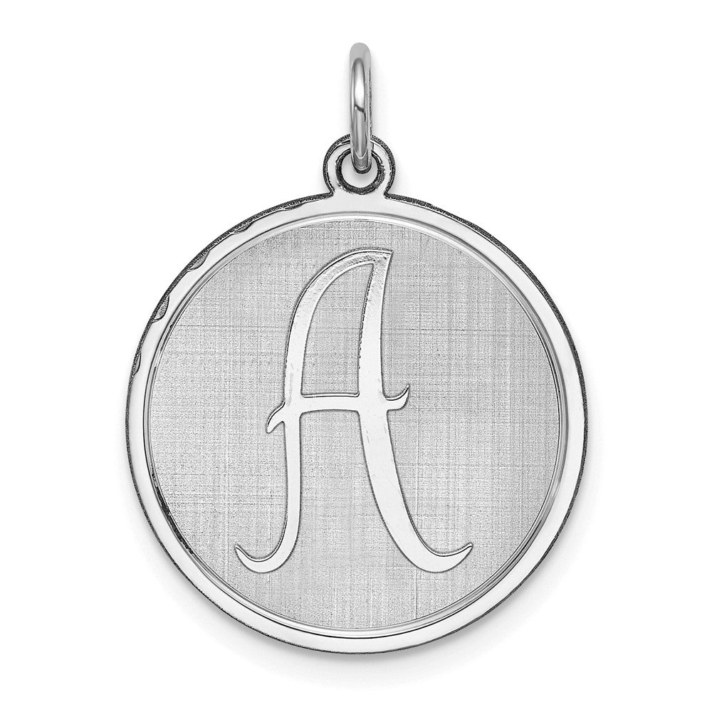 Sterling Silver Rhodium-plated Brocaded Letter A Initial Charm QC4162A