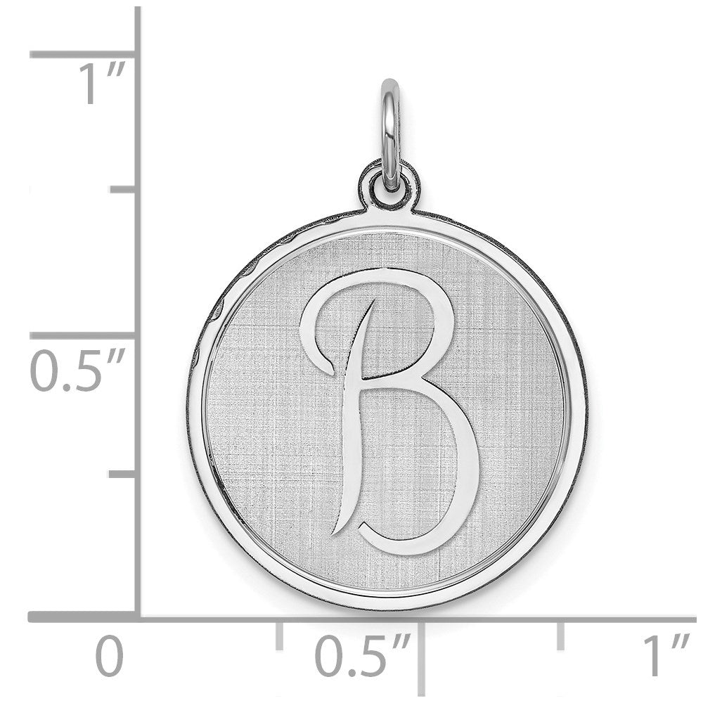 Sterling Silver Rhodium-plated Brocaded Letter B Initial Charm QC4162B