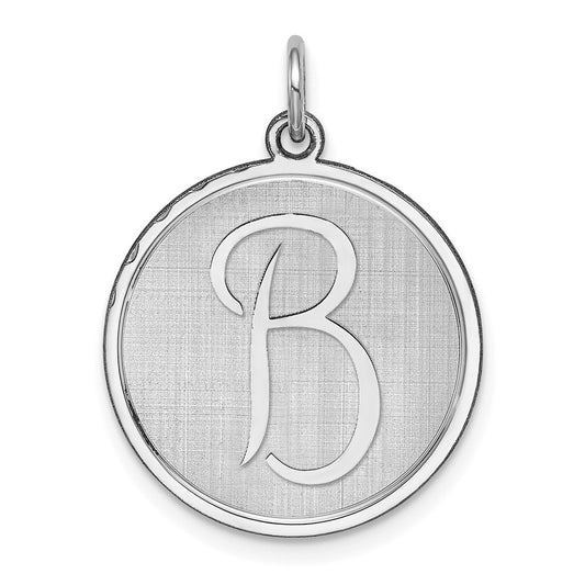 Sterling Silver Rhodium-plated Brocaded Letter B Initial Charm QC4162B
