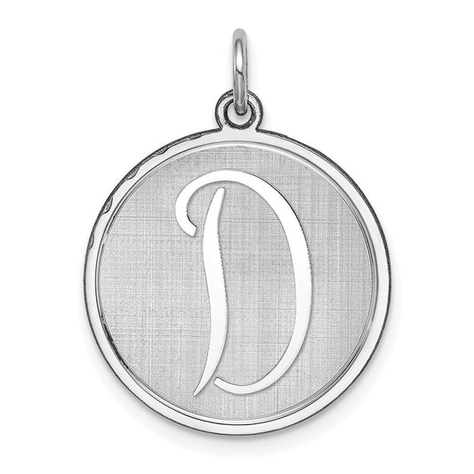Sterling Silver Rhodium-plated Brocaded Letter D Initial Charm QC4162D